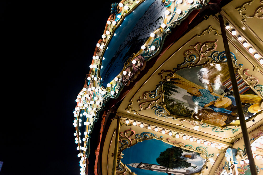 close-up-illuminated-carousel-ride-sky